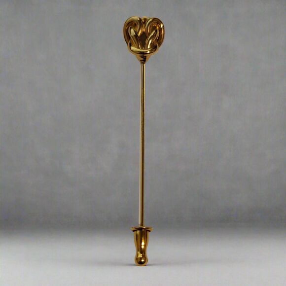 Vintage Monet Gold Tone Stick Pin – Classic Art Deco Heart Design Lapel Pin - Picture 1 of 4